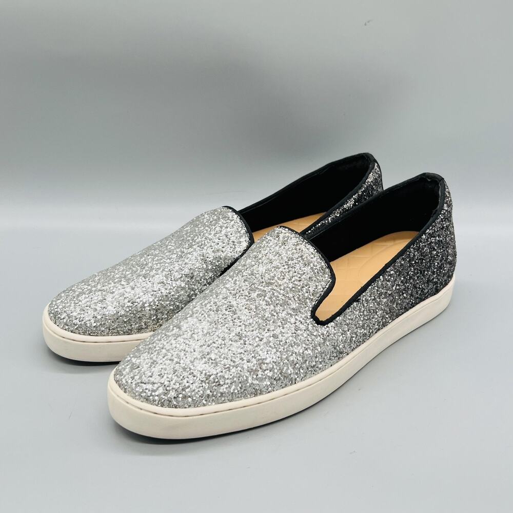 Birdies Shoes Womens 10 Silver Glitter Slip On Sneaker Flats Casual Comfort - Picture 3 of 11